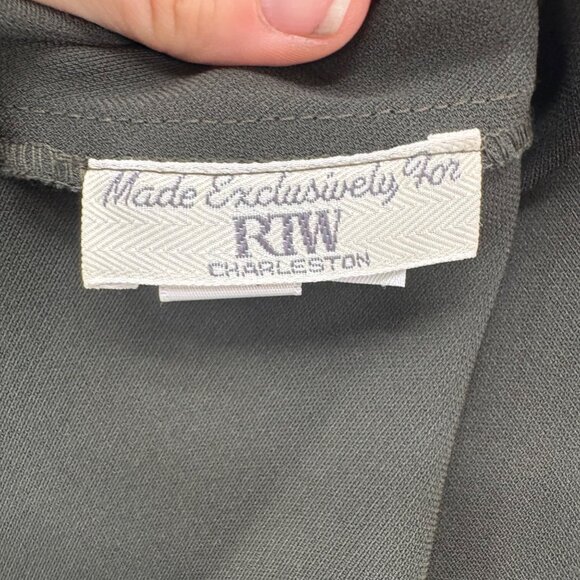 RTW Charleston Open Front Blouse Womens Olive Green Long Sleeve Flowy Top Sz XXL - Picture 3 of 8